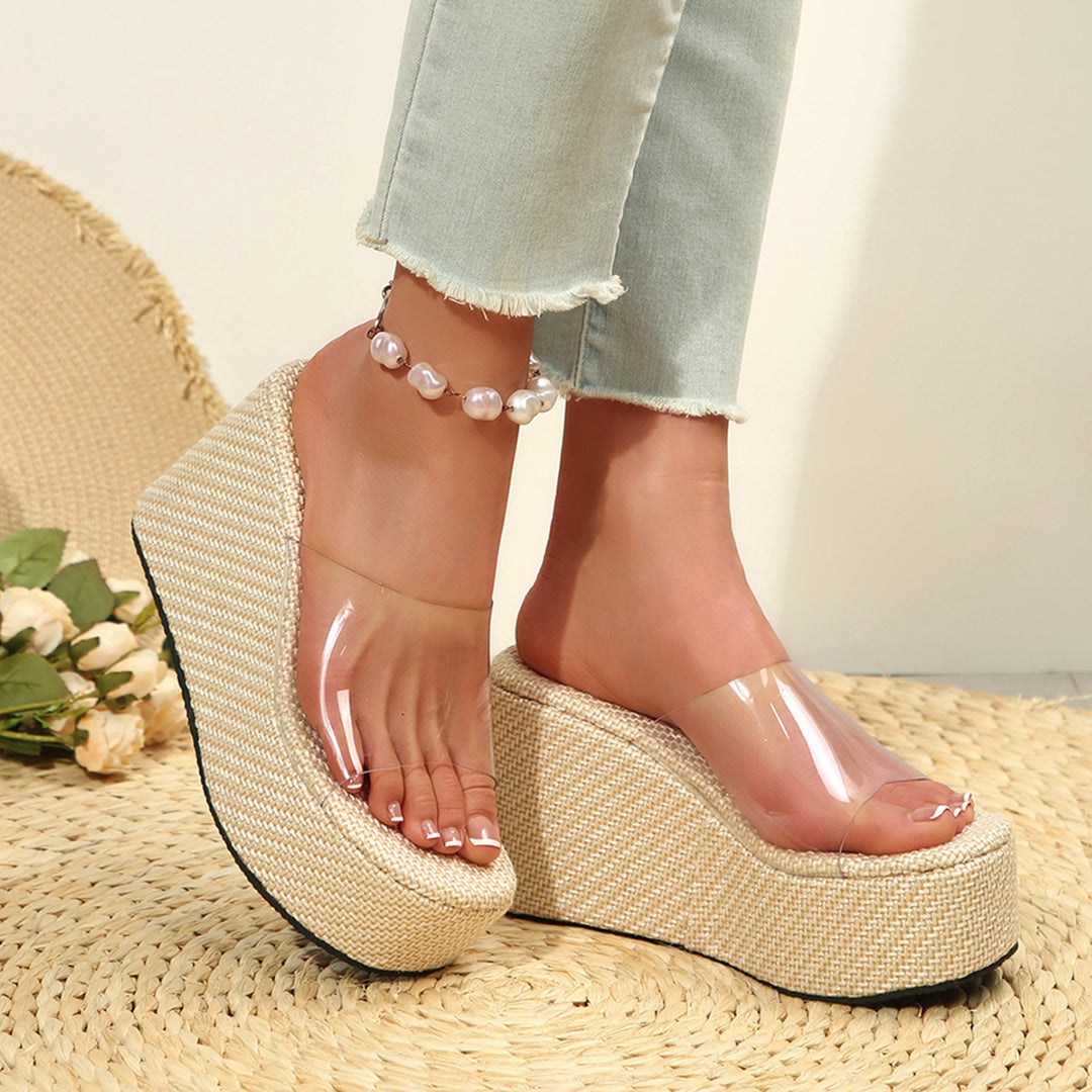 Damen Plateau-Sandalen mit transparentem Riemen R&B