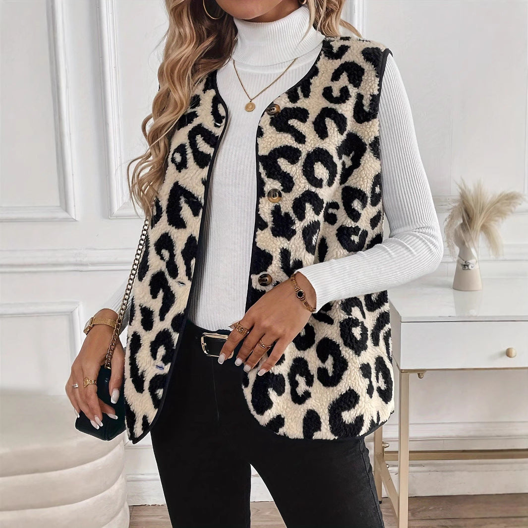 Damen Kuschelige Leo-Fleece-Weste R&B