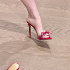 Damen transparente Mules mit Schleifenverzierung R&B