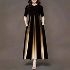 Damen Maxikleid mit eleganten Seitentaschen und luxuriösem Glanz R&B
