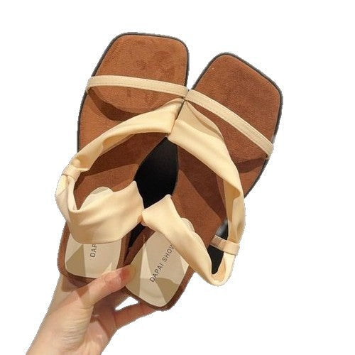 Damen elegante Zehentrenner-Pantoletten mit verstellbarem Riemen und rutschfester Sohle R&B