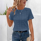 Damen T-Shirt mit trendigem Lochmuster und lässigem Schnitt R&B