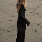 Damen Netzkleid mit tiefem V-Ausschnitt und modischem Ringdetails R&B