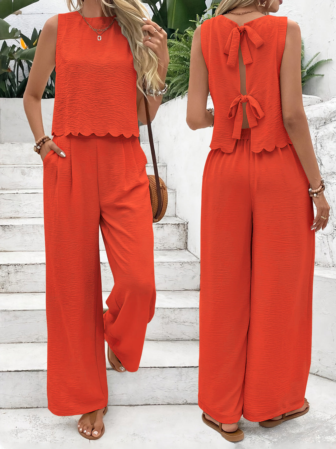 Damen Lässiger Jumpsuit mit elegantem Rückenausschnitt und weitem Bein R&B