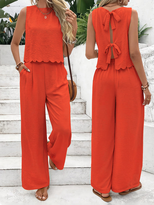Damen Lässiger Jumpsuit mit elegantem Rückenausschnitt und weitem Bein R&B