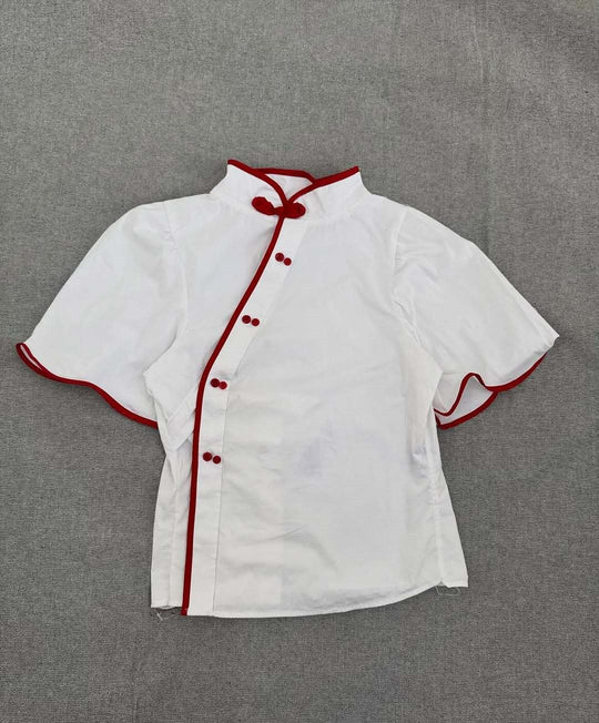 Damen Elegante Chiffon-Bluse mit Stehkragen und Rüschendetails R&B