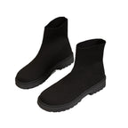 Damen nan gestrickte Sock-Stiefelette mit elastischem Rippbund stoßdämpfender Leichtsohle und robustem Traktorprofil R&B