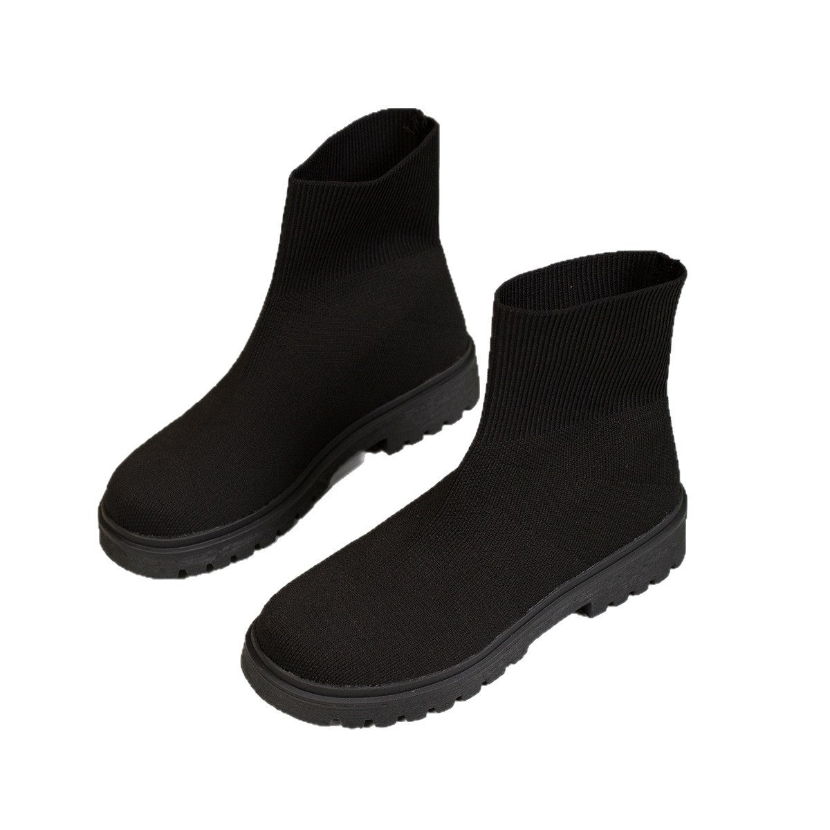 Damen nan gestrickte Sock-Stiefelette mit elastischem Rippbund stoßdämpfender Leichtsohle und robustem Traktorprofil R&B