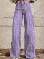Damen Hoch geschnittene Wide-Leg Jeans mit moderner Streifenoptik R&B