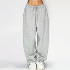 Damen Bequeme Freizeithose mit elastischem Taillenzug und weitem Bein EB
