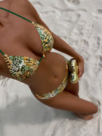 Damen Triangel-Bikini mit animalischem Muster und verstellbaren Trägern R&B