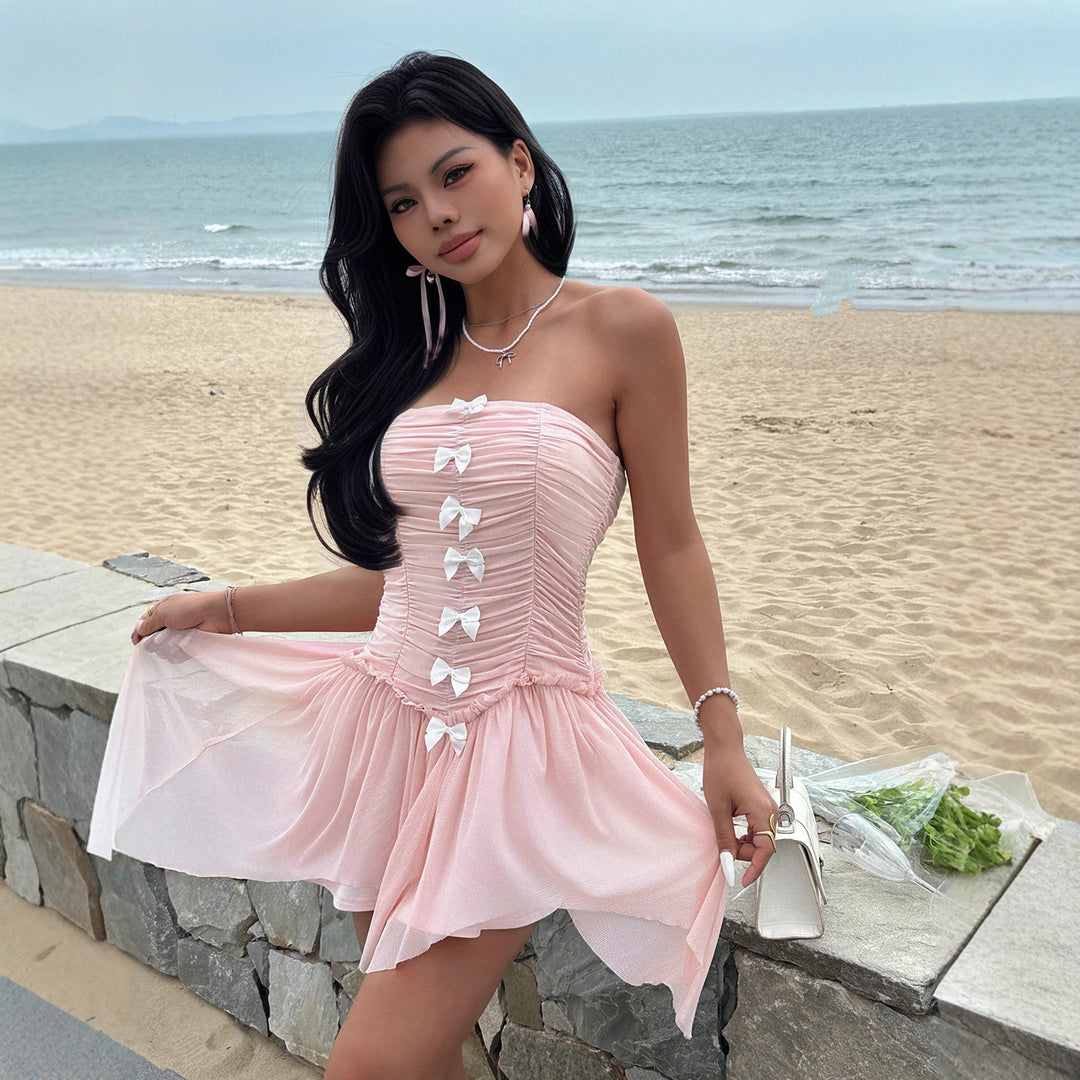 Damen romantisches Corsage-Kleid mit bezaubernden Rüschendetails R&B