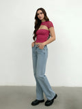 Damen Cropped Top mit Spitzenmuster und figurbetontem Schnitt R&B