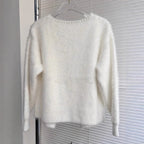 Strickjacke Damen flauschig mit Perlenverzierung