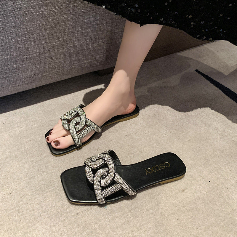 Damen Riemensandalen mit funkelnder Kettenapplikation R&B