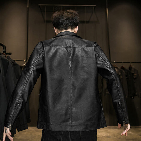 Herren lässige Kunstlederjacke R&B