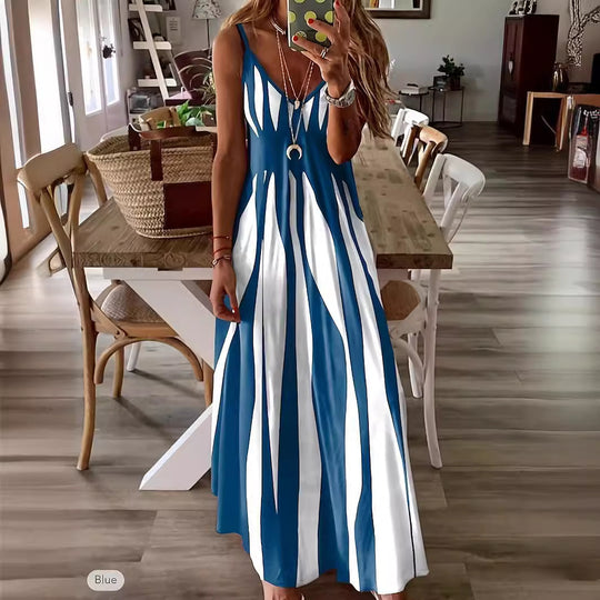 Damen Maxikleid mit modischem Streifendesign R&B
