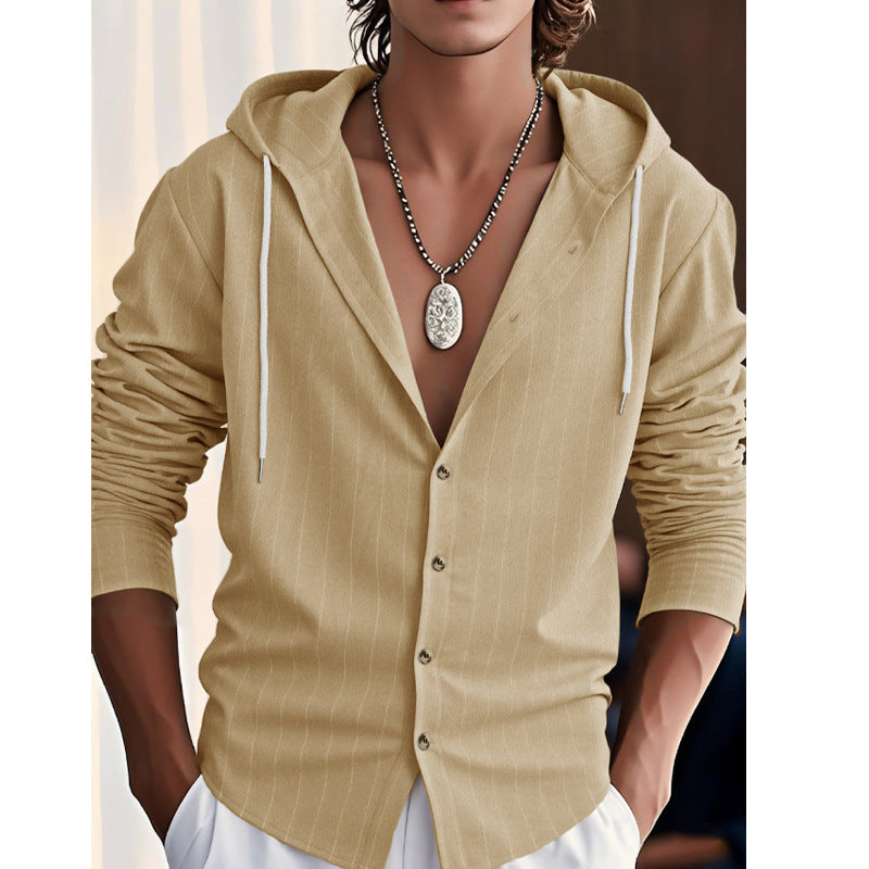Herren modische Hemdjacke mit Kapuze und strukturiertem Design R&B