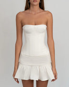 Damen figurbetontes Korsettkleid mit Rüschensaum