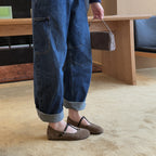 Damen Elegante Ballerinas mit modischem Riemchen aus weichem Veloursleder R&B