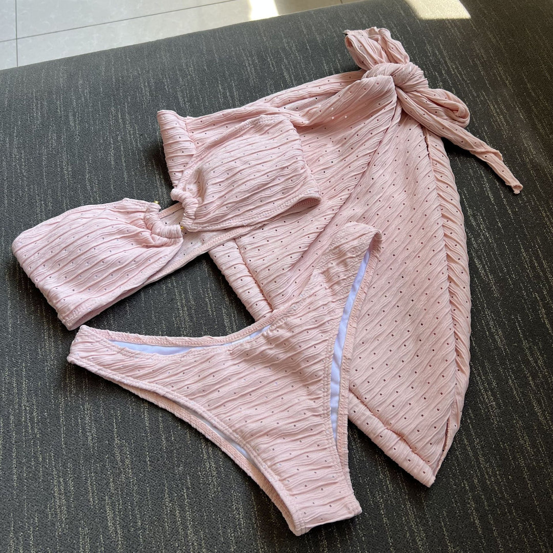 Damen Bandeau-Bikini mit elegantem Binde-Rock und raffinierten Details R&B
