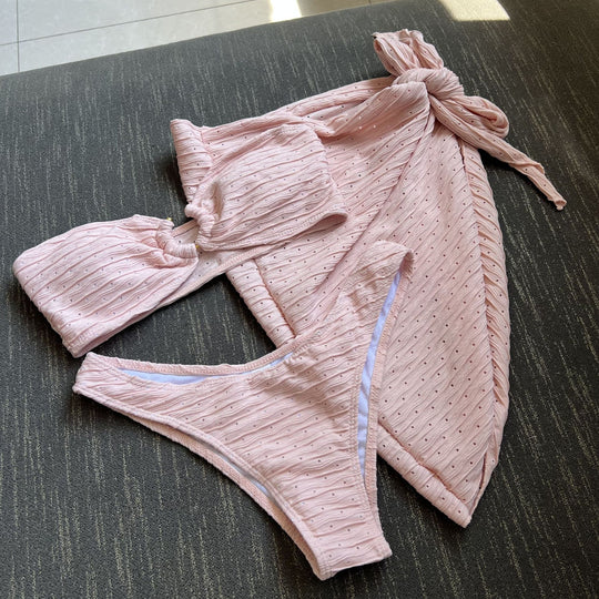Damen Bandeau-Bikini mit elegantem Binde-Rock und raffinierten Details R&B