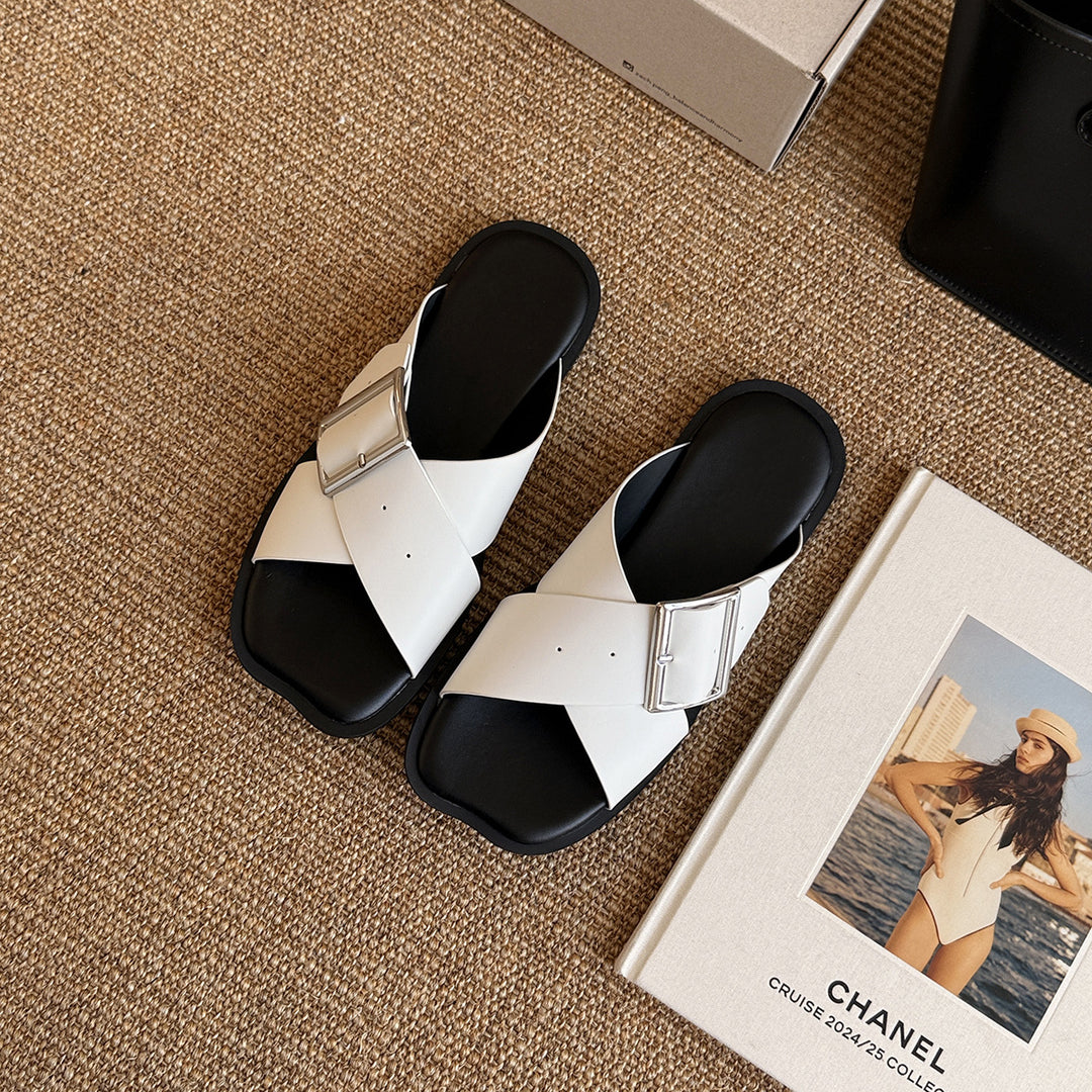 Damen Komfortable Sandalen mit verstellbarem Riemen und eleganter Schnalle R&B