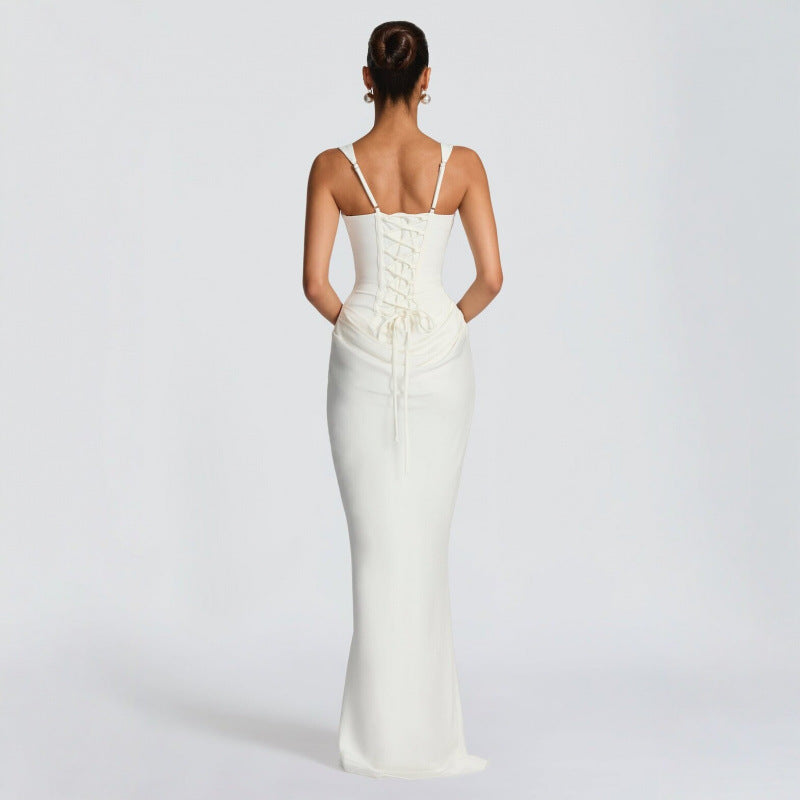 Damen Elegantes Maxi-Kleid mit raffinierten Drapierungen R&B