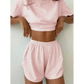 Damen stylisches Freizeit-Set mit lockerem Kurzarm-Top und Shorts R&B