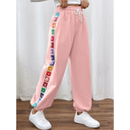 Damen Sportliche Freizeithose mit buntem Streifen R&B