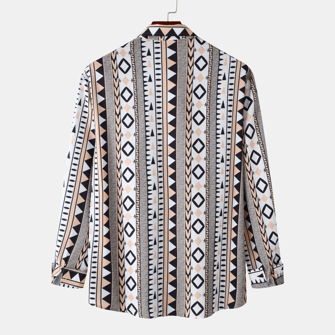 Herren Langarmhemd mit trendigem Geometrie-Design R&B