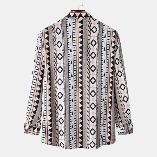 Herren Langarmhemd mit trendigem Geometrie-Design R&B
