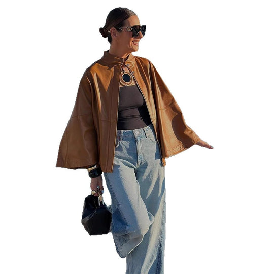 Damen Kunstlederjacke mit schickem Kapuzen-Design R&B