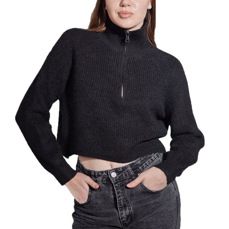 Damen Pullover mit hohem Kragen und Zip