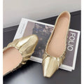 Damen glänzende spitze Ballerinas mit Raffung R&B