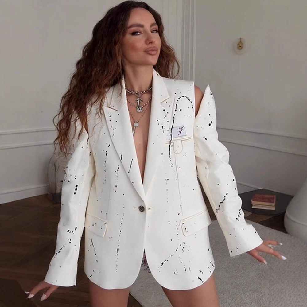 Damen Übergrößen Blazer mit kreativen Designelementen R&B