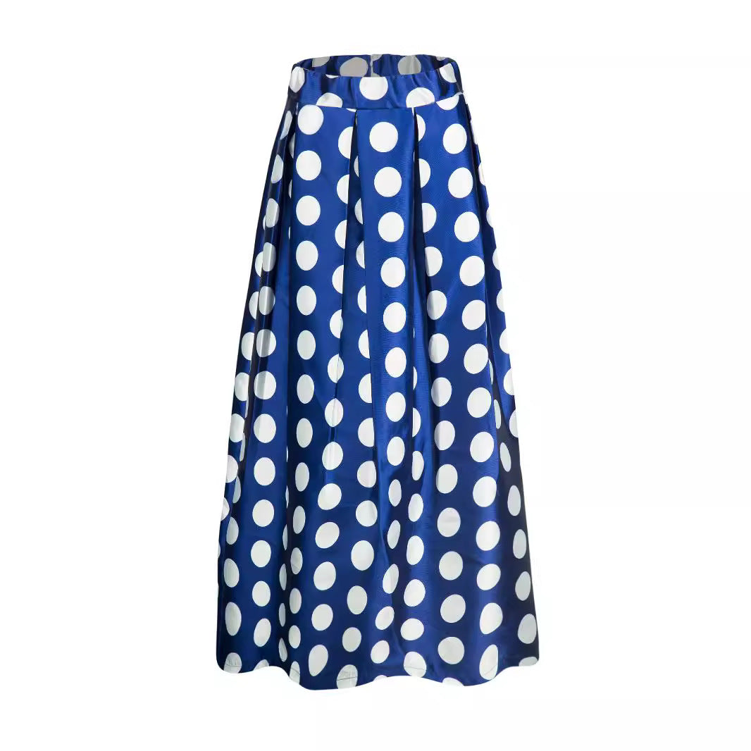 Damen Tellerrock mit großflächigem Polka-Dot-Muster R&B