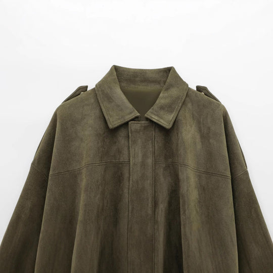 Damen Oversized Jacke aus Kunstleder mit Gummizug R&B