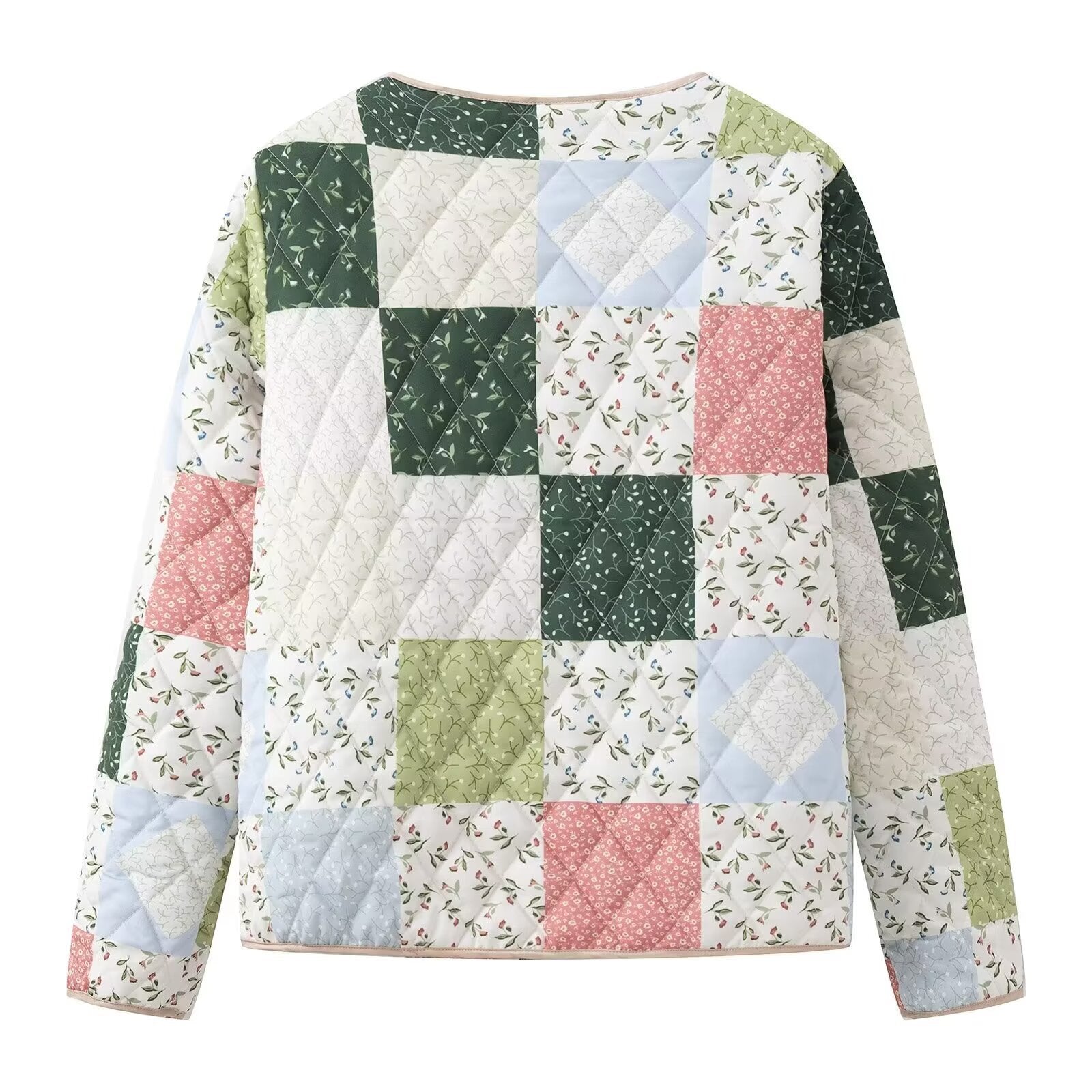 Damen gesteppte Patchwork-Jacke mit praktischen Taschen R&B