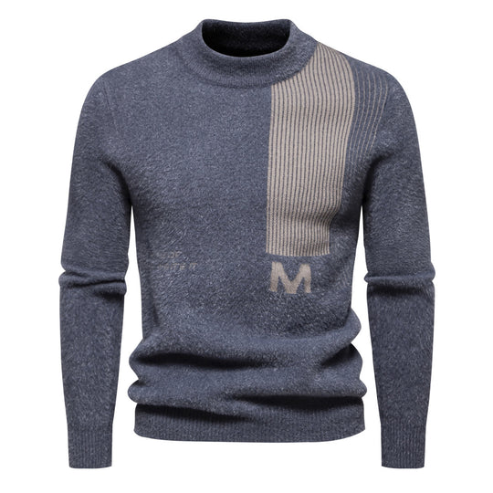 Herren Hochwertiger Strickpullover mit modernem Stehkragen und strukturiertem Design R&B