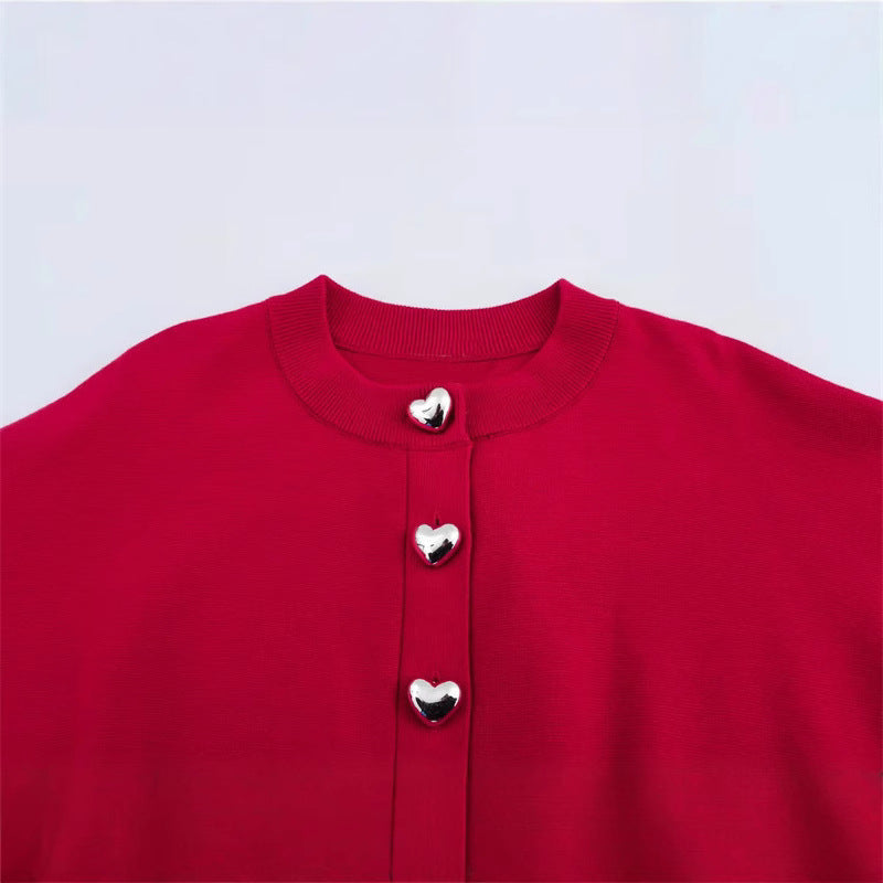 Damen Strickjacke mit Herzenknöpfen R&B