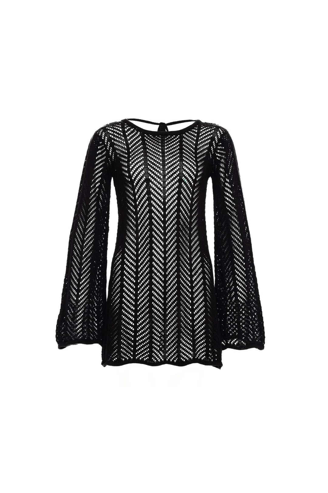 Damen Stricktop mit elegantem Netzdesign und weiten Ärmeln R&B