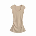 Damen elegantes Jersey-Kleid mit Raffung