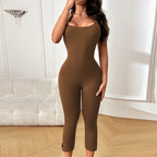 Damen figurbetonter Jumpsuit mit schmalen Trägern und raffinierter Schnittführung R&B