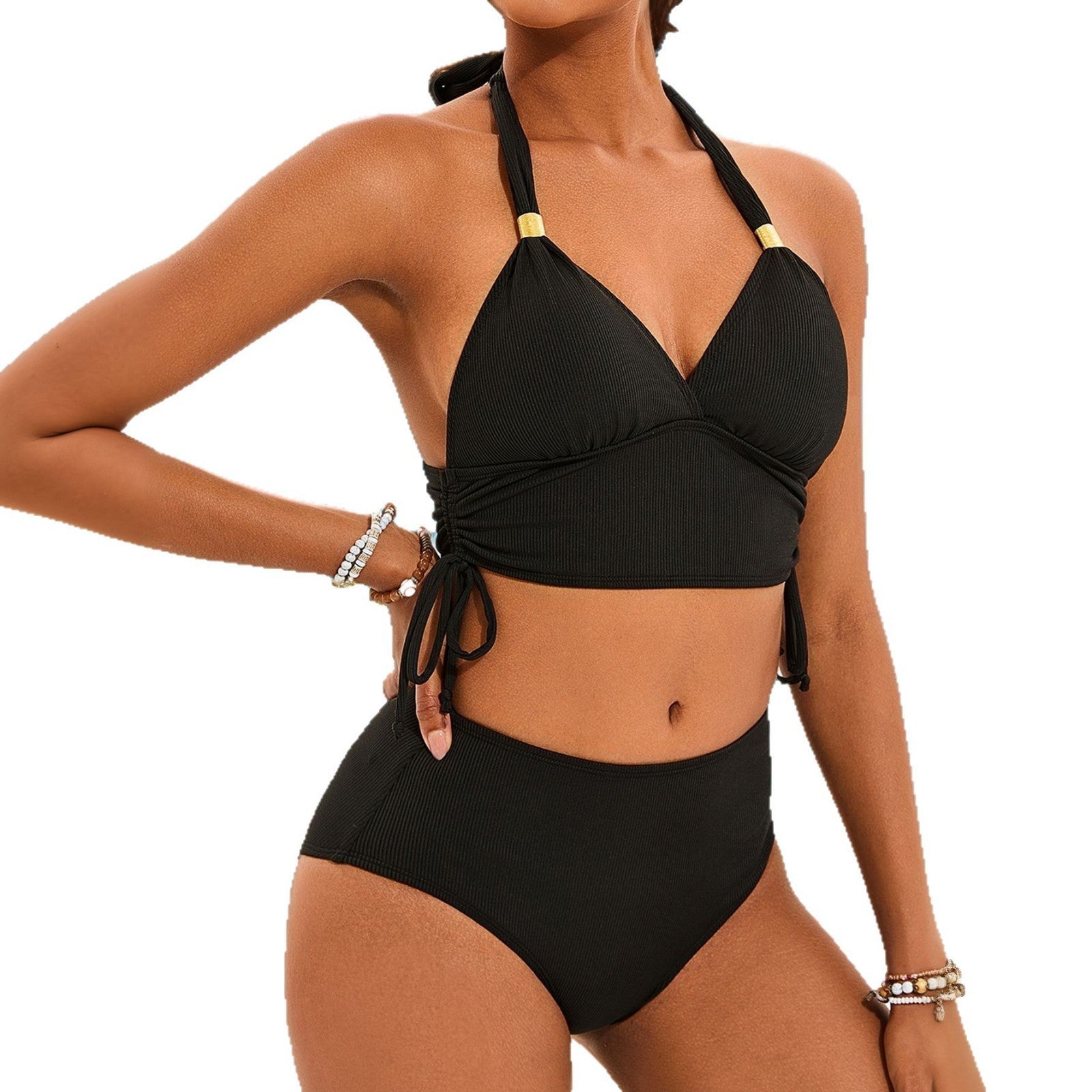 Damen Hochtaillierter Bikini mit Wickeloberteil R&B