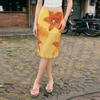 Damen Midi-Rock mit floralem Chiffon und elastischem Bund R&B