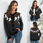 Damen Gruseliges Strickpullover mit Totenkopf-Motiv und weichem Material R&B