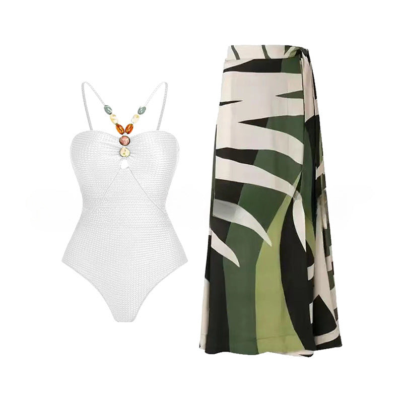 Damen Einteiliger Badeanzug mit modischen Schmuckdetails R&B