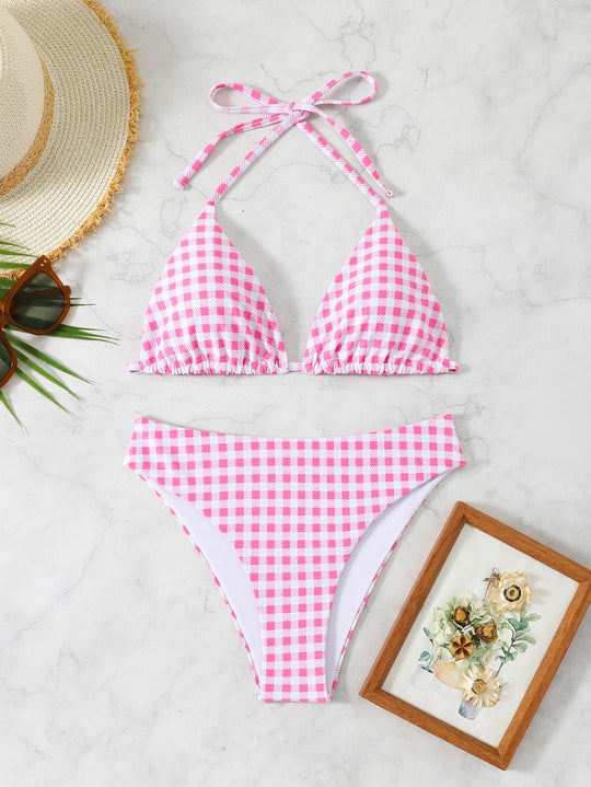 Damen Bikiniset mit floralem Muster und Gingham-Design R&B