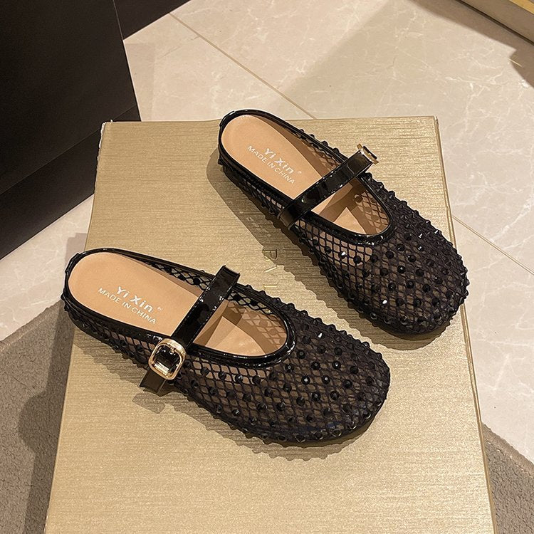Damen Modische Ballerinas mit Netzdesign und Dekorativen Riemchen R&B